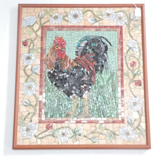 ROBYN WILLIAMS TILED WALL PLAQUE ROOSTER