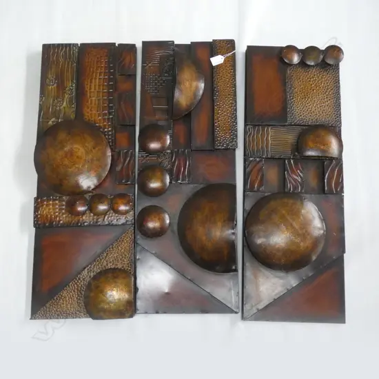 TRYPTIC 1970S COPPER WALL HANGING ARTWORK...