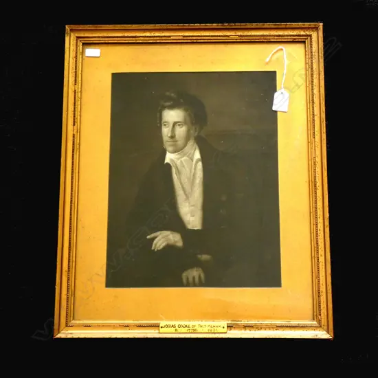 JOSIAS COCKE OF TRESKERBY (CO. CORNWALL. 1779-1821) GILT FRAMED LITHOGRAPH PORTRAIT. 515 X 430mm OVERALL