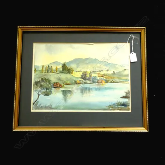 AUDREY WOOLLAMS, RURAL LANDSCAPE, WATERCOLOUR, SIGNED. 245 x 345mm