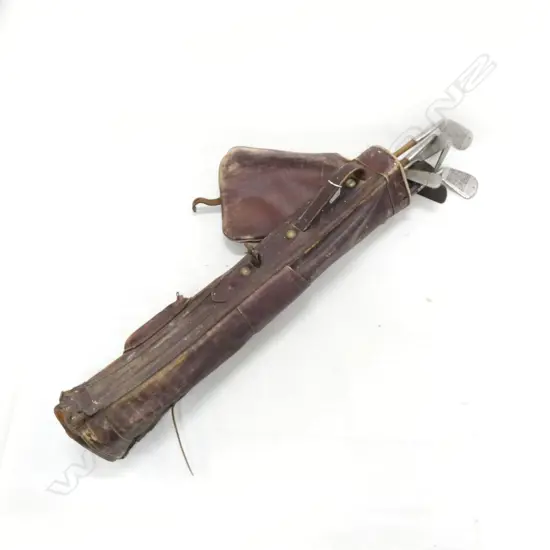 VINTAGE LEATHER BAG OLD GOLF CLUBS 