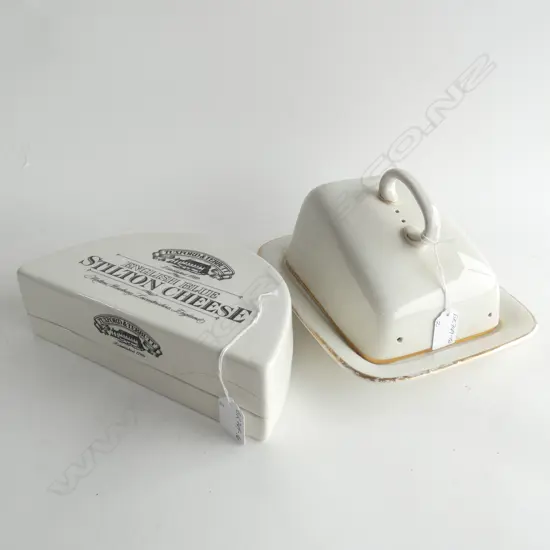 2 LIDDED CHEESE DISHES 1Xc1900. 1X 'STILTON CHEESE' A.F