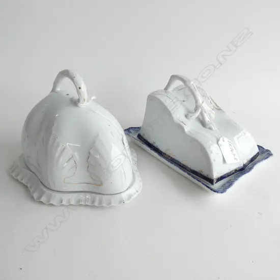 2 C1900 PORCELAIN CHEESE DISHES