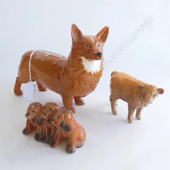 BESWICK CORGI L.160mm AF, HIGHLAND CALF, BESWICK 3 DOGS