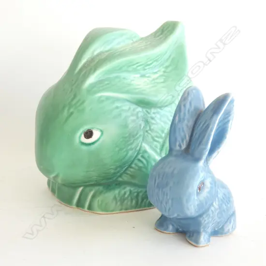 2 SYLVAC BUNNIES; BLUE & GREEN L.180mm