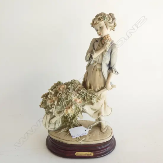 GIUSEPPE ARMANI FIGURINE - GIRL WITH BARROW OF FLOWERS H. 260MM