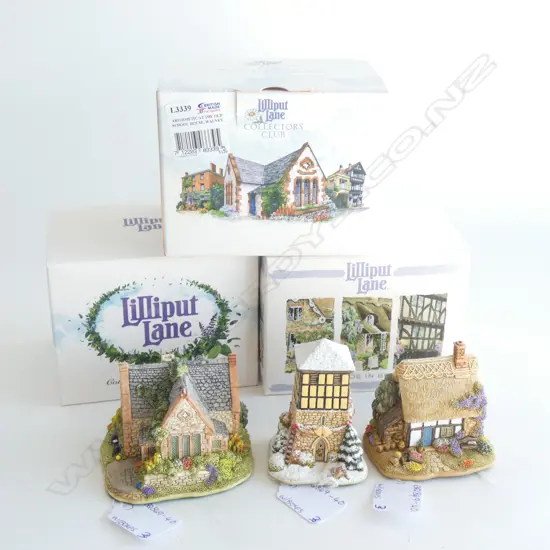 3 LILLIPUT LANE COLLECTORS CLUB - L3339 / L3284 & L3406 - w. BOXES & CERTIFICATES