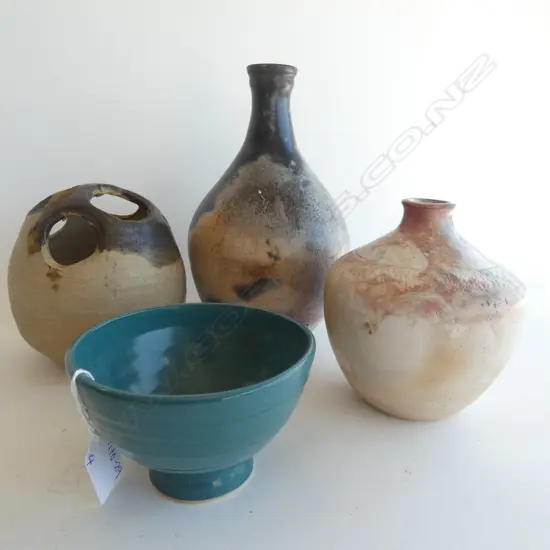 4 PCS NZ POTTERY INCL TONY SLY BOWL - DIA 125MM