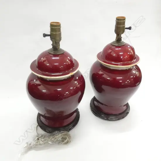 PR RED GLAZED GINGER JAR LAMPS H.400mm