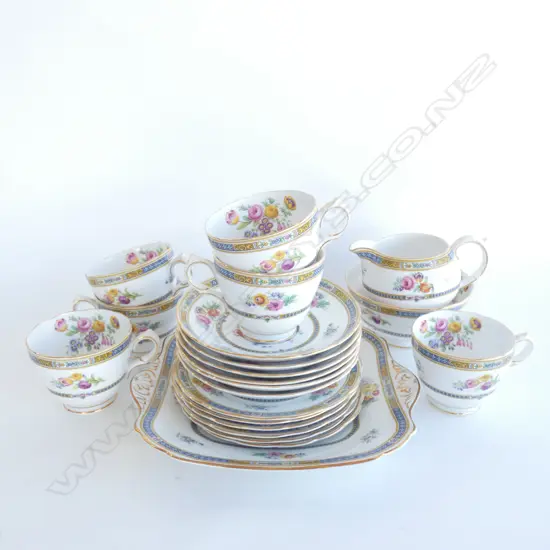 21 PCE GROSVENOR BONE CHINA TEA SET; 6 TRIOS, PLATE, MILK & SUGAR AF