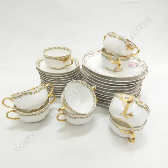 PART 12 PLACE OLD LIMOGE SOUP BOWLS SAUCER & PLATES