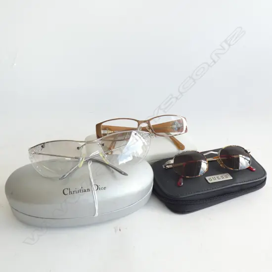 3 PRS SUNGLASSES; DIOR AF, VERSACE (PERSCRIPTION) & GUESS