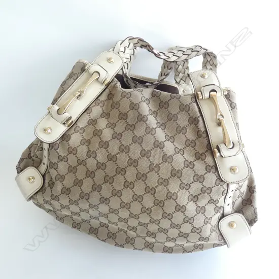 GUCCI LEATHER & CANVAS HANDBAG MADE IN ITALY