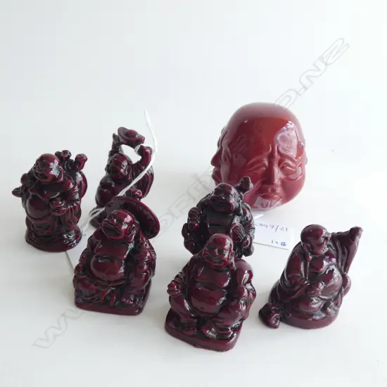 6 GODS OF FORTUNE FIGURES + 4 SIDED HEAD H.60mm