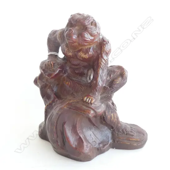 BROWN PAINTED CAST IRON MONKEY H.190mm