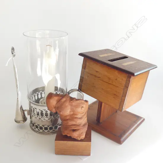 EP BEDSIDE CANDLE LAMP H.210mm / INLAID CIGARETTE DISPENSER / PAMELA HOWARD-SMITH TORSO