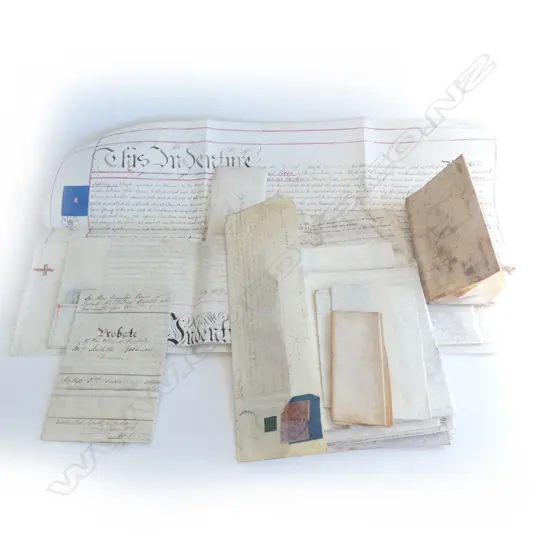 19thC HAND SCRIPTED WAX STAMPED LEGAL DOCUMENTS