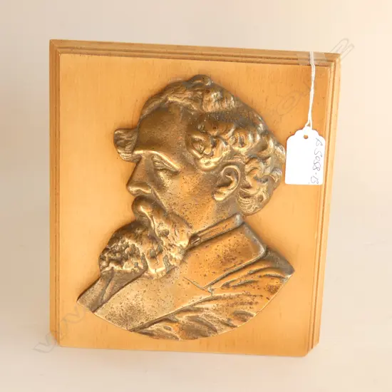 CHARLES DICKENS BRONZE/BRASS PROFILE PLAQUE
