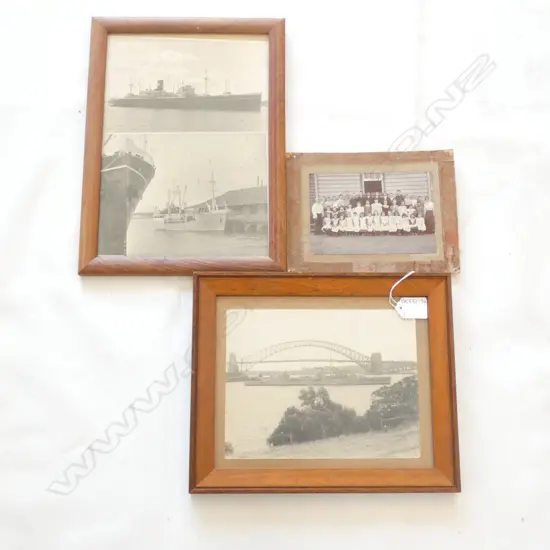 3 OLD PHOTOS;  AHIPARA SCH CHN? / AUCKLAND HARBOUR (160 X 200MM)  +  SHIPS