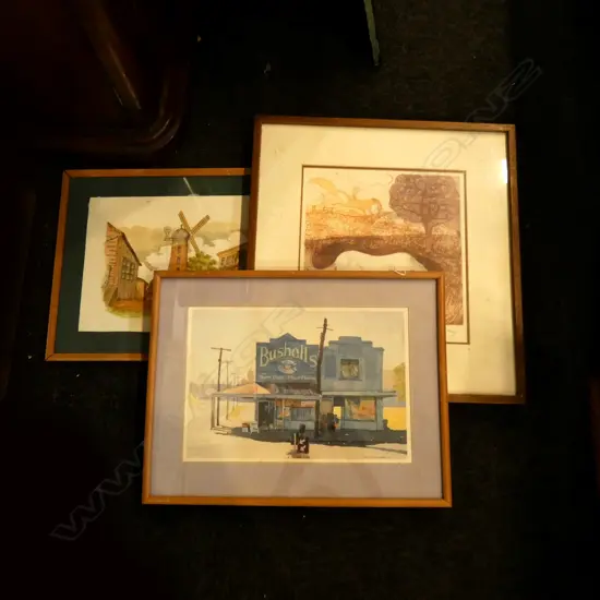 3 ARTWORKS; WINDMILL / BUSHELLS STORE PRINTS BOTH AF & HILARY CLEARY 'DOWN ON THE FARM' ARTISTS PROOF 320 X 230MM