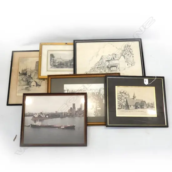 COLLECTION 6 OLD PHOTOS / LITHOGRAPHS ETC INCL ST JOHNS CHAPEL AUCKLAND  400 X 280MM