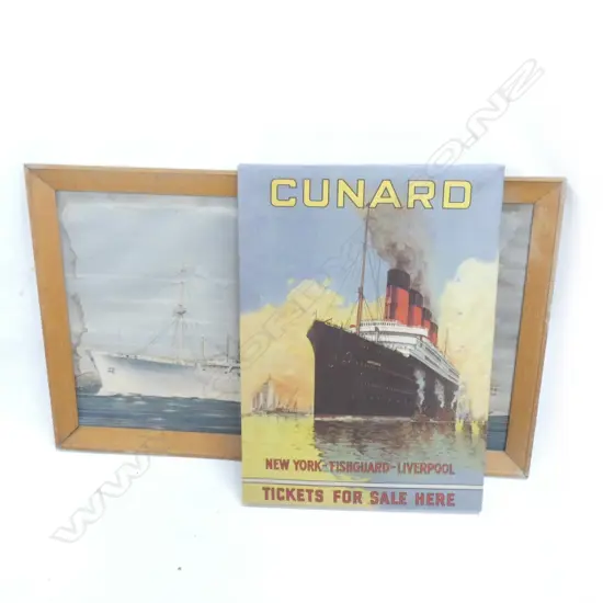 P&O ARCADIA PRINT  425 X 760MM (WATER STAINS ON EDGES) + CUNARD POSTER ON CANVAS 