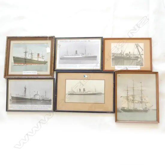 6 OLD FRAMED SHIPPING PHOTOS & PRINTS INC MV WAIRIMU  (200 X 250MM)
