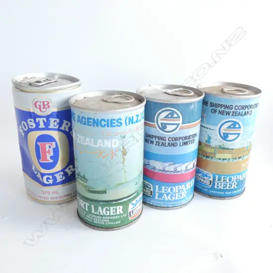 3 OLD SHIPPING SOUVENIR BEER CANS + ONE OTHER 