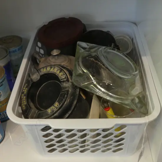 BASKET HOTEL MEMORABILIA; ASHTRAYS / TANKARDS / GLASSES / TEAPOT ETC..