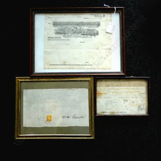 3 OLD FRAMED CERTIFICATES INCL WANGANUI RIVER SERVICES 
