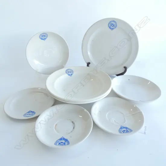 8 PCS NORTHERN STEAMPSHIP CO CRESTED DINNER WARE; 6 CROWN LYNN & 2 OTHER