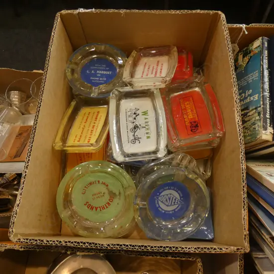 BOX LOT SOUVENIR ASHTRAYS