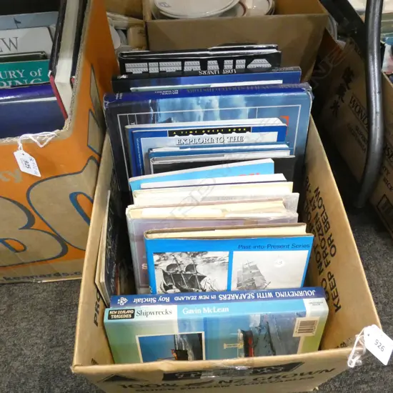 LG BOX OLD SHIPPING & MARITIME RELATED BOOKS INCL. TITANIC