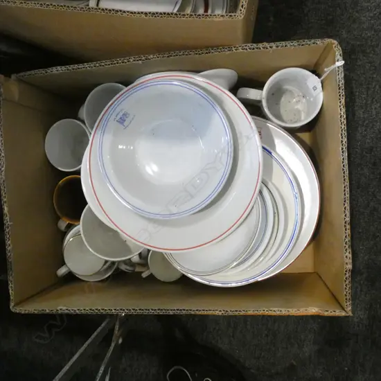 BOX ASST SHIPS CHINA; PLATES/ CUPS / SAUCERS/ BOWLS / MUGS ETC