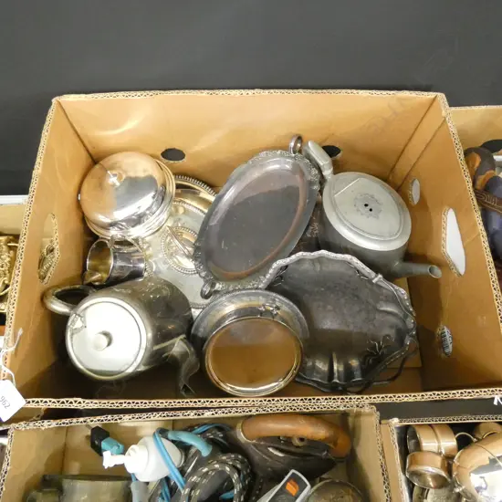 LG BOX SILVER PLATE DISHES ETC..