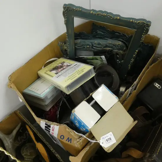 BOX MISC INCL OLD RAILWAY STYLE LAMP ETC.