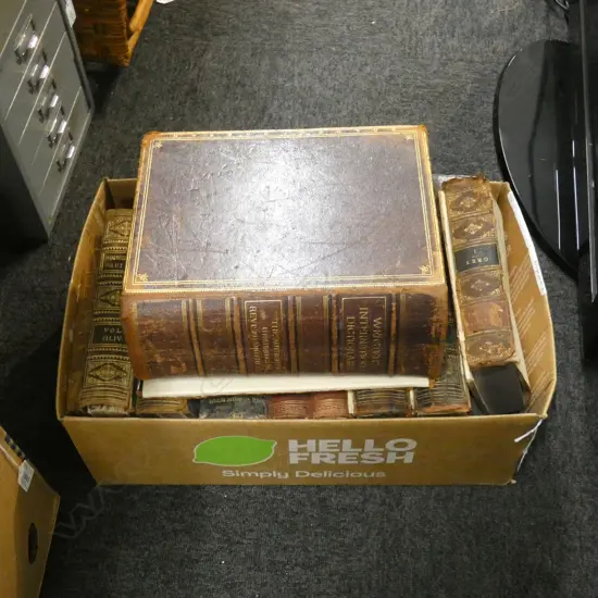 BOX LOT ASST. ANTIQUE BOOKS 