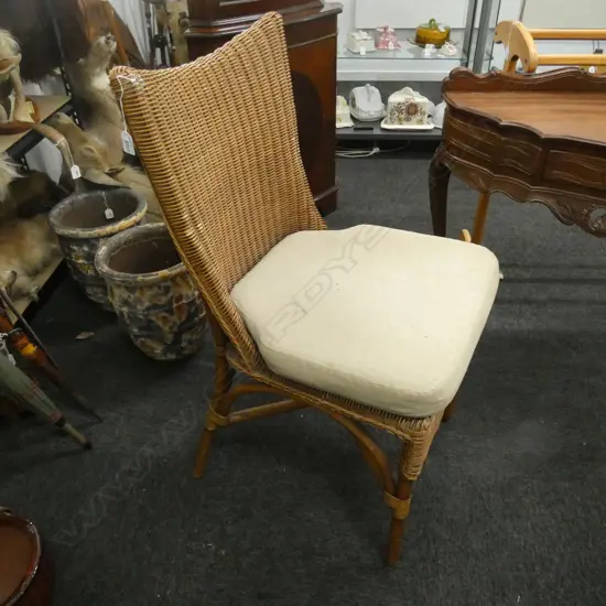 WOVEN CANE CHAIR w. CUSHION