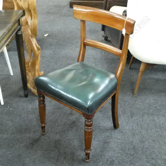 REGENCY MAHOGANY BAR BACK CHAIR LEATHER SEAT