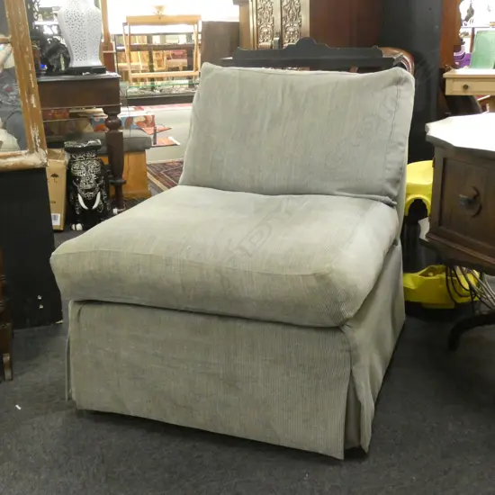 GREEN UPHOLSTERED SLIP CHAIR