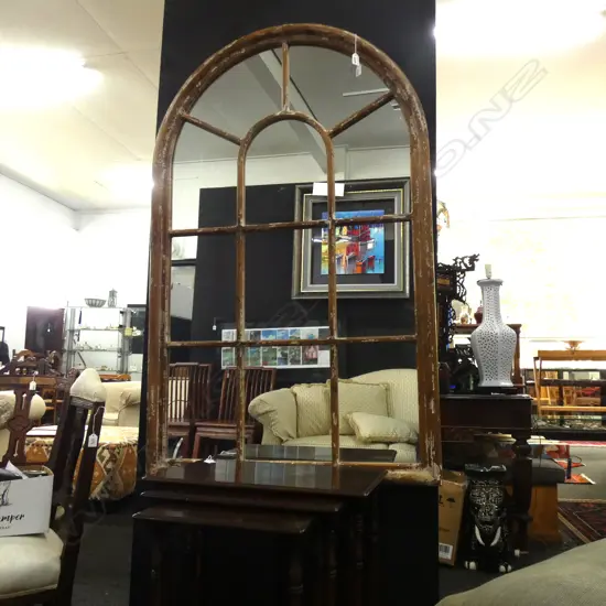 LG ARCH 11-SECTION WALL MIRROR 850 X 1400MM WEAR TO VARNISH ON FRAME