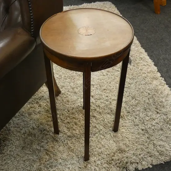 SM EDWARDIAN INLAID TABLE DIA 345 H.600MM A/F