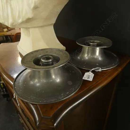 PR ITALIAN PEWTER CANDLE HOLDERS 180mm dia