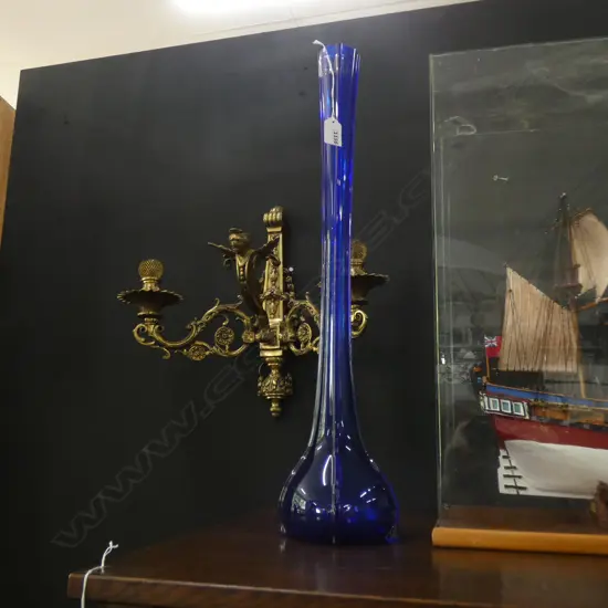 TALL BLUE GLASS VASE H.595mm