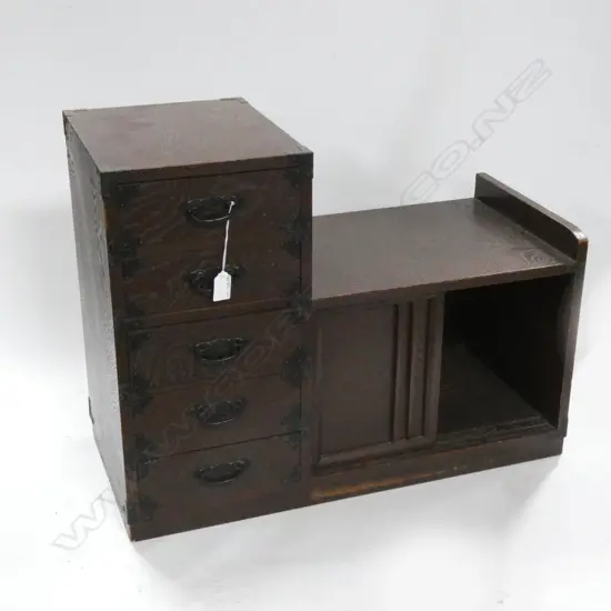 OLD 2-TIERED SMALL JAPANESE WOODEN CHEST -  650 X 300 X 500