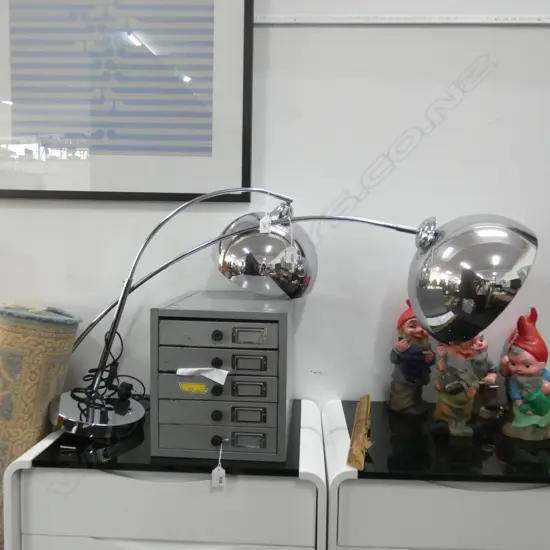 PR POLISHED CHROME ADJUSTABLE LAMPS; 1 FLOOR & 1 TABLE.