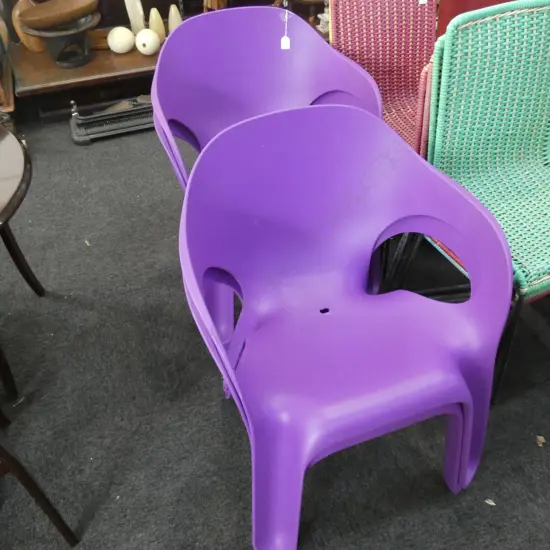 4 ITALIAN MAGIS BY JERZY SEYMOUR PURPLE OUTDOOR EASY CHAIRS