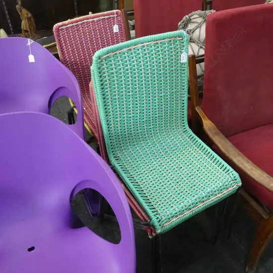 8 WOVEN PLASTICIZED CANE CHAIRS
