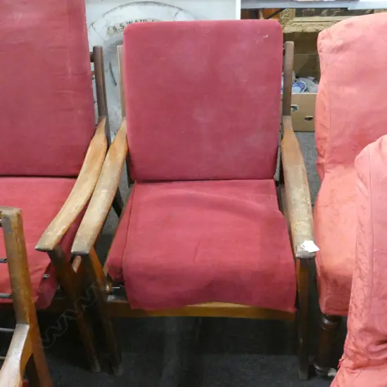 RETRO / MID CENTURY MORGAN CHAIR RED UPHOLSTERY