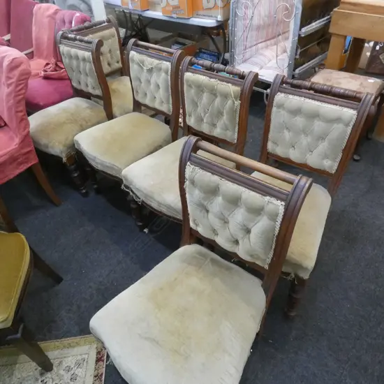 6 EDWARDIAN UPHOLSTERED DINING CHAIRS